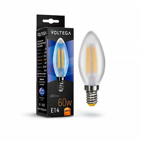 Voltega VG10-C2E14warm6W-F Свеча матовая Е14 2800К 6W