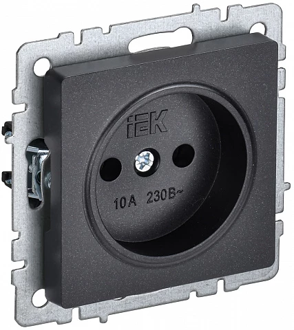 IEK BRITE Розетка 1-местная без заземления без защитных шторок 10А РС10-1-0-БрЧ черный