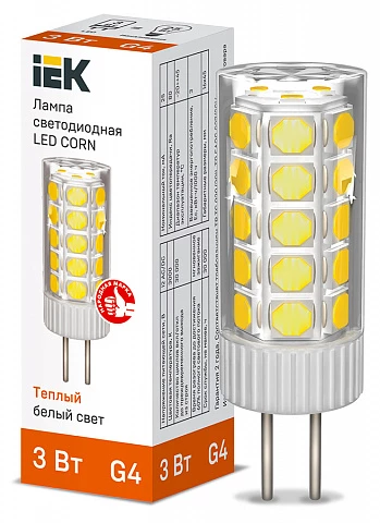 IEK Лампа LED CORN капсула 3Вт 12В 3000К керамика G4