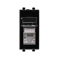 DKC Компьютерная розетка RJ-45 модульная, кат.6 экранированная, "Avanti","Черный квадрат", 1 модуль