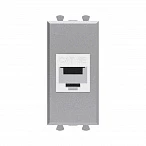 DKC Компьютерная розетка RJ-45 без шторки модульная, кат.5е, "Avanti", "Закаленная сталь", 1 модуль