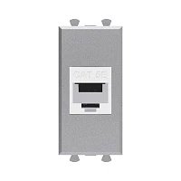 DKC Компьютерная розетка RJ-45 без шторки модульная, кат.5е, "Avanti", "Закаленная сталь", 1 модуль