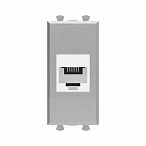 DKC Телефонная розетка RJ-12 без шторки модульная, "Avanti", "Закаленная сталь", 1 модуль