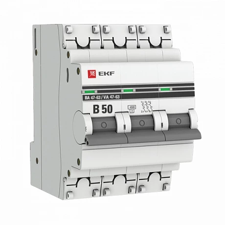 EKF PROxima ВА 47-63 Автоматический выключатель  (B) 3P 50А 4,5kA