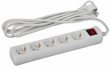 ЭРА UX-5es-1,5m Удлинитель c заземлением, 3x0,75мм2, c выкл. 5гн, 1,5м