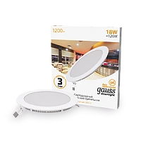 Gauss Светильник Slim круг 18W 1200lm 3000K 180-265V IP20 монтаж Ø210 225*22 LED