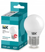 IEK Лампа светодиодная ECO G45 шар 3Вт 230В 4000К E27