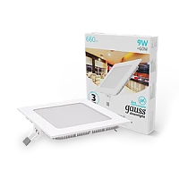 Gauss Светильник Slim квадрат 9W 660lm 4000K 180-265V IP20 монтаж Ø130*130 145*145*22 LED