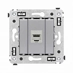 DKC Компьютерная розетка RJ-45 без шторки в стену, кат.6А одинарная экранированная, "Avanti", "Закаленная сталь"