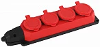 ЭРА K-4e-RED-IP44 Колодка каучуковая с/з 4гн 16A IP44 красная