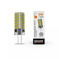 Gauss Лампа Elementary G4 AC180-240V 5W 400lm 3000K силикон LED 1/20/200
