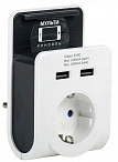 IEK Адаптер Т-02/01 1 место 2P+PE 16А 2хUSB 2,4А белый