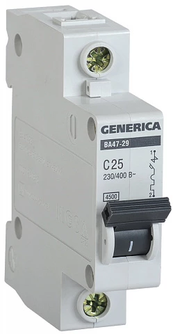 IEK GENERICA Автоматический выключатель ВА47-29 1Р 25А 4,5кА (С)