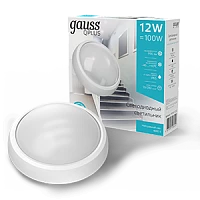 Gauss Светильник ЖКХ ECO 2.0 круг 12W 990lm 4000K 160-260V IP54 D175*76мм белый