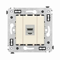 DKC Компьютерная розетка RJ-45 без шторки в стену, кат.6А одинарная экранированная, "Avanti", "Ванильная дымка"