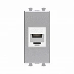 DKC Компьютерная розетка RJ-45 без шторки модульная, кат.6, "Avanti", "Закаленная сталь", 1 модуль