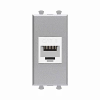 DKC Компьютерная розетка RJ-45 без шторки модульная, кат.6, "Avanti", "Закаленная сталь", 1 модуль