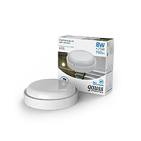 Gauss Светильник ЖКХ UNIVERSAL круг 8W 700lm 6500K 160-260V IP65 D140*51 белый LED