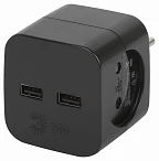 ЭРА Разветвитель электрический ЭРА SP-2-USB-B на 2 розетки 220V + 2xUSB 2400mA, без заземл 10А (черный)