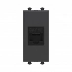 DKC Компьютерная розетка RJ-45 без шторки модульная, кат.5е, "Avanti", "Черный матовый", 1 модуль