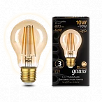 Gauss Лампа Filament А60 10W 820lm 2400К Е27 golden LED 1/10/40