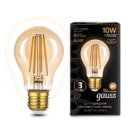Gauss Лампа Filament А60 10W 820lm 2400К Е27 golden LED 1/10/40