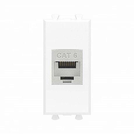 DKC Компьютерная розетка RJ-45 без шторки модульная, кат.6 экранированная, "Avanti", "Белое облако", 1 модуль