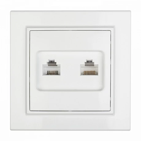 EKF Basic Минск Белый Розетка RJ-45+RJ-11, СП