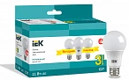 IEK Лампа LED A60 шар 11Вт 230В 4000К E27 (3шт/упак)