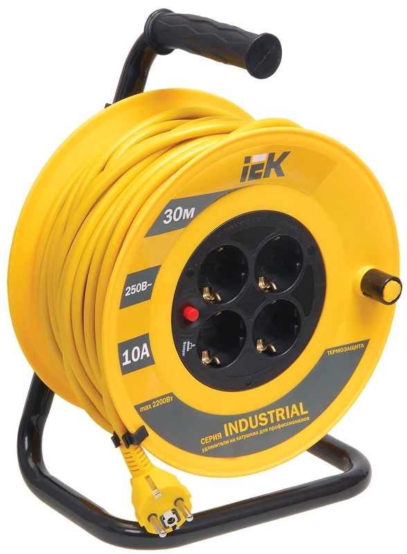 IEK Катушка УК30 с т/з 4 места 2Р+PЕ/30м 3х1,0 мм2 "Industrial"