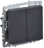 IEK BRITE Выключатель 2-клавишный проходной 10А ВС10-2-6-БрГ графит