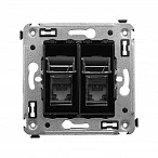 DKC Компьютерная розетка RJ-45 в стену, кат.6А двойная, "Avanti", "Черный квадрат"