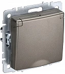 IEK BRITE Розетка 1-местная с заземлением с защитными шторками и крышкой 16А IP20 РСбш10-3-БрШ шампань