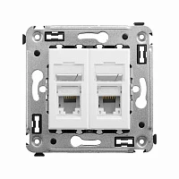 DKC Компьютерная розетка RJ-45 в стену, кат.6А двойная, "Avanti", "Белое облако"