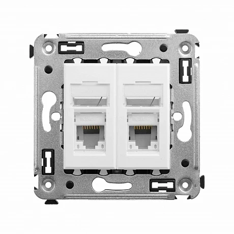 DKC Компьютерная розетка RJ-45 в стену, кат.6А двойная, "Avanti", "Белое облако"
