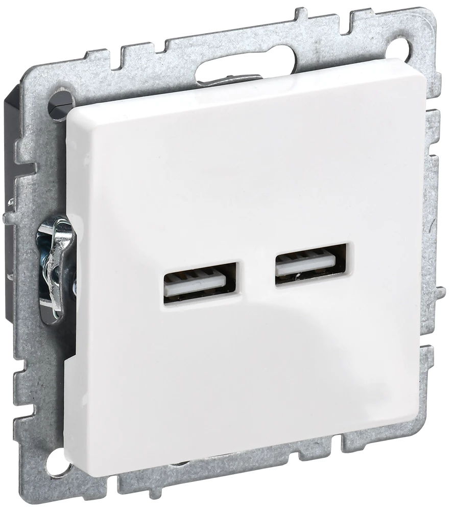 IEK BRITE Роз. USB A+A 3,1А РЮ10-1-БрБ бел.