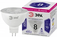 ЭРА Лампочка светодиодная STD LED Lense MR16-8W-860-GU5.3 GU5.3 8Вт линзованная софит холодный белый свет