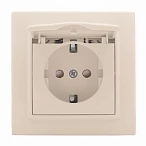 EKF Basic Минск Бежевый Розетка с/з, со шторками и крышкой, 16А, IP44, СП