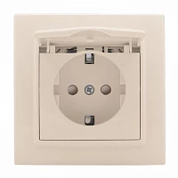 EKF Basic Минск Бежевый Розетка с/з, со шторками и крышкой, 16А, IP44, СП