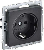 IEK BRITE Розетка 1-местная с заземлением с защитными шторками 16А РС14-1-0-БрЧ черный
