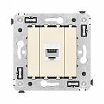 DKC Компьютерная розетка RJ-45 без шторки в стену, кат.5е одинарная, "Avanti", "Ванильная дымка"