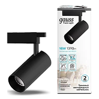 Gauss Светильник трековый цилиндр 16W 1390lm 4000K 180-240V IP20 65*210мм черный угол 24º LED