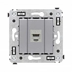 DKC Компьютерная розетка RJ-45 без шторки в стену, кат.5e одинарная экранированная, "Avanti", "Закаленная сталь"