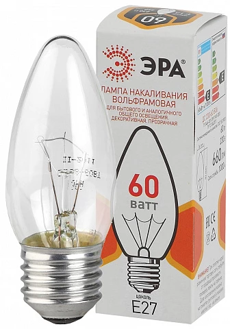ЭРА ДС 60-230-E27-CL ДС свечка 60Вт 230В E27 цветная упаковка